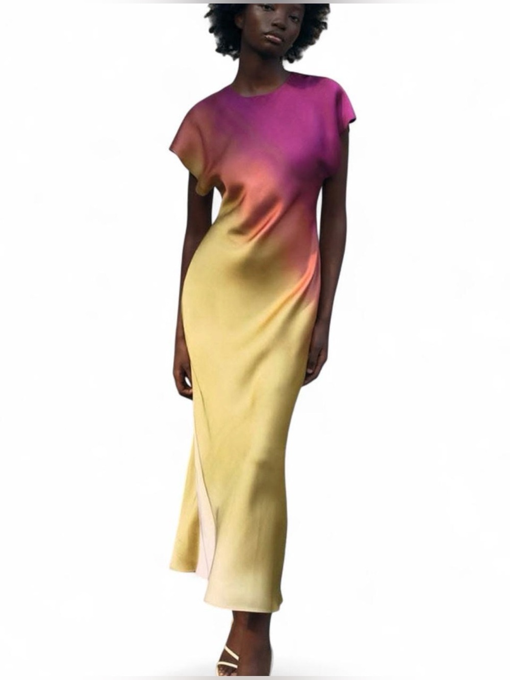 Zara Ombre Maxi Dress in Pink and Yellow
